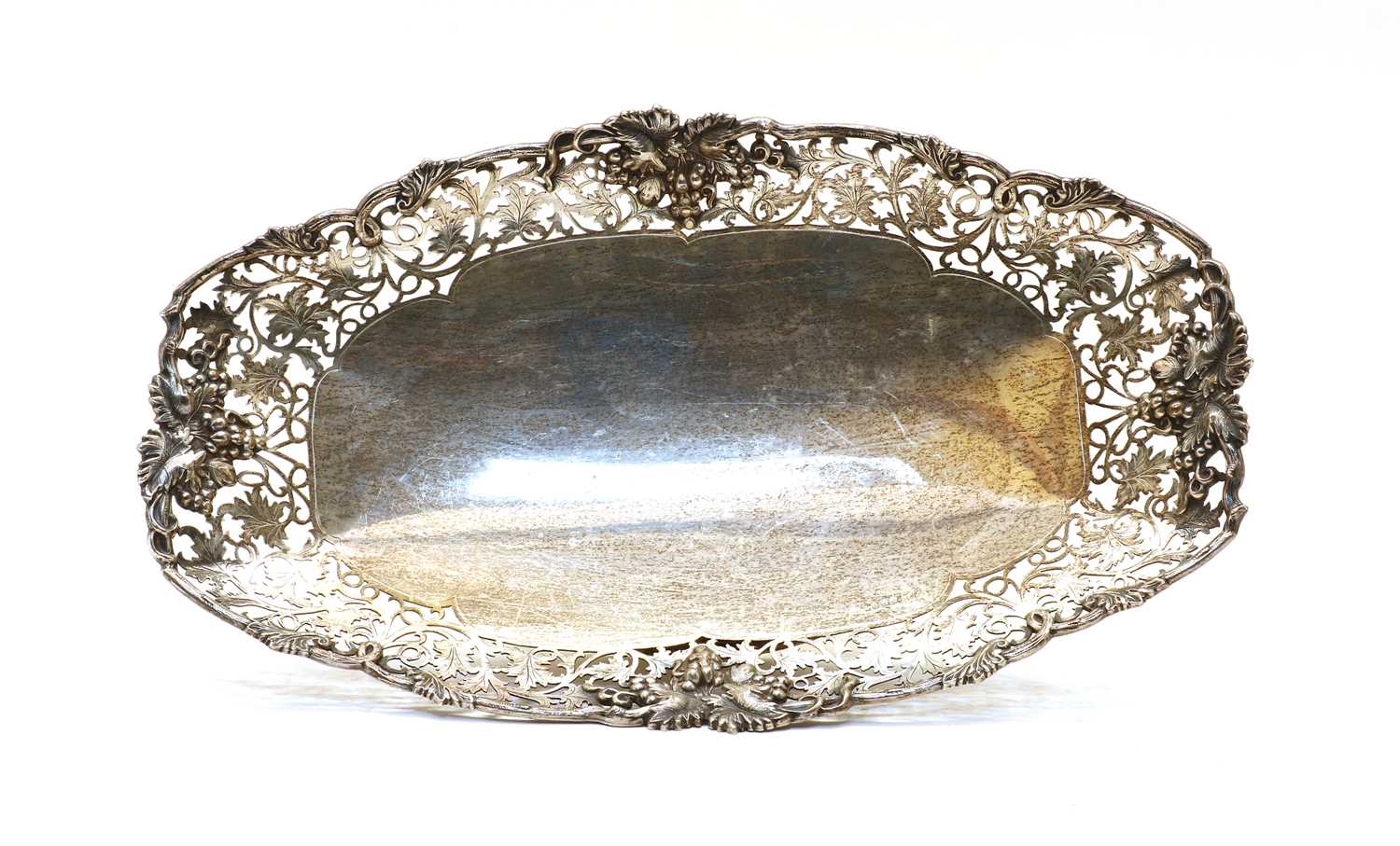 Lot 87 - A pierced silver oval dish