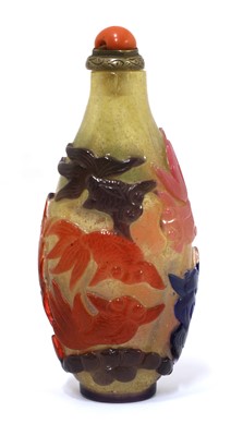 Lot 158 - A Chinese six-colour Peking glass overlay snuff bottle