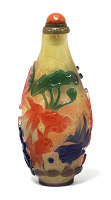 Lot 158 - A Chinese six-colour Peking glass overlay snuff bottle