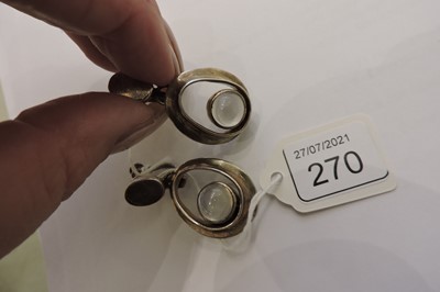 Lot 270 - A pair of sterling silver moonstone earrings, by Antonio Pineda