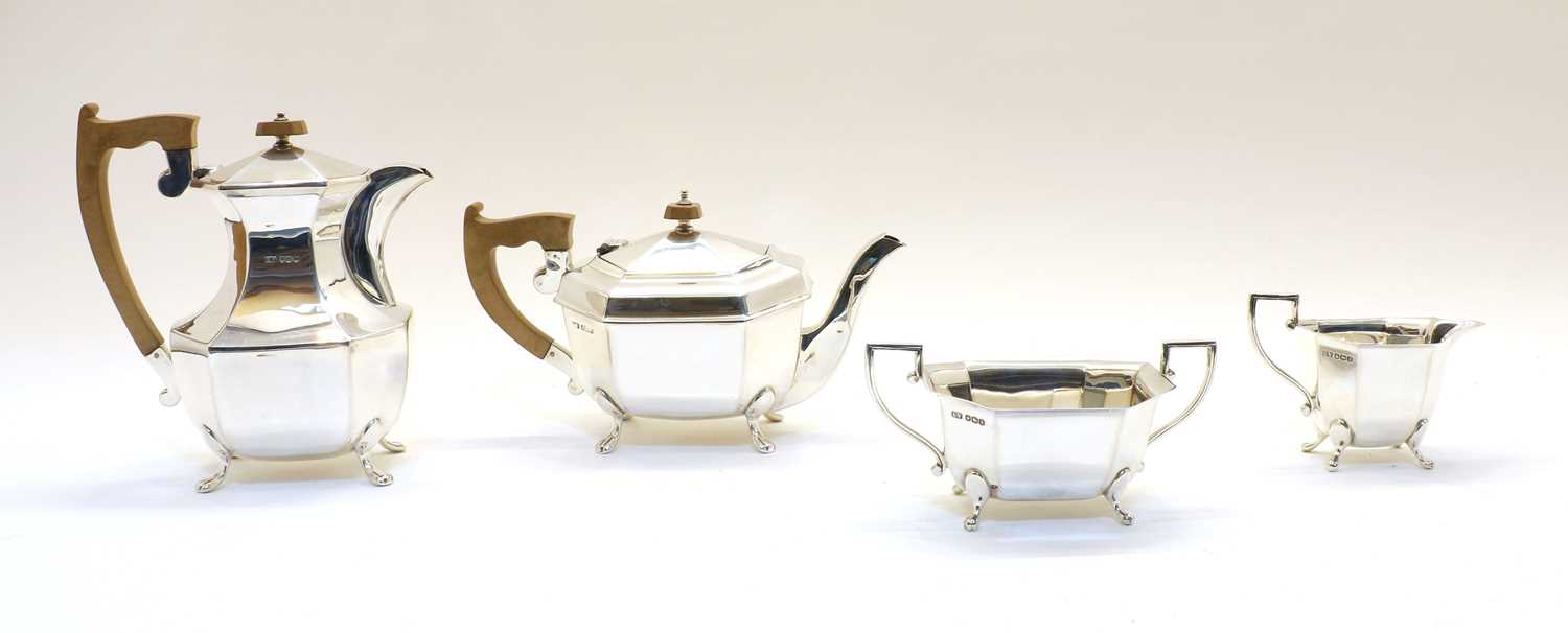 Lot 45 - A silver four piece tea and coffee set