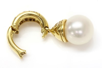 Lot 216 - An 18ct gold cultured pearl and diamond pendant or enhancer, by Mikimoto
