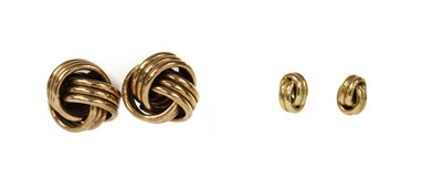Lot 87 - A pair of large 9ct gold knot earrings