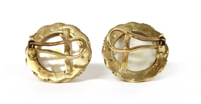 Lot 219 - A pair of gold mabé pearl earrings
