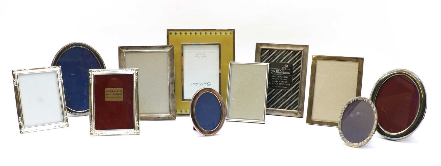 Lot 18 - Eleven various silver-plated and silvered easel back photograph frames