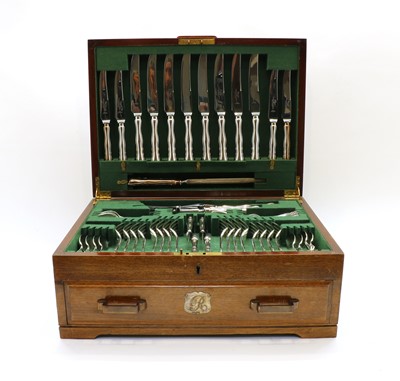 Lot 28 - A silver-plated canteen of cutlery