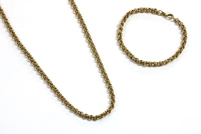 Lot 66 - A 9ct gold belcher link necklace and bracelet suite