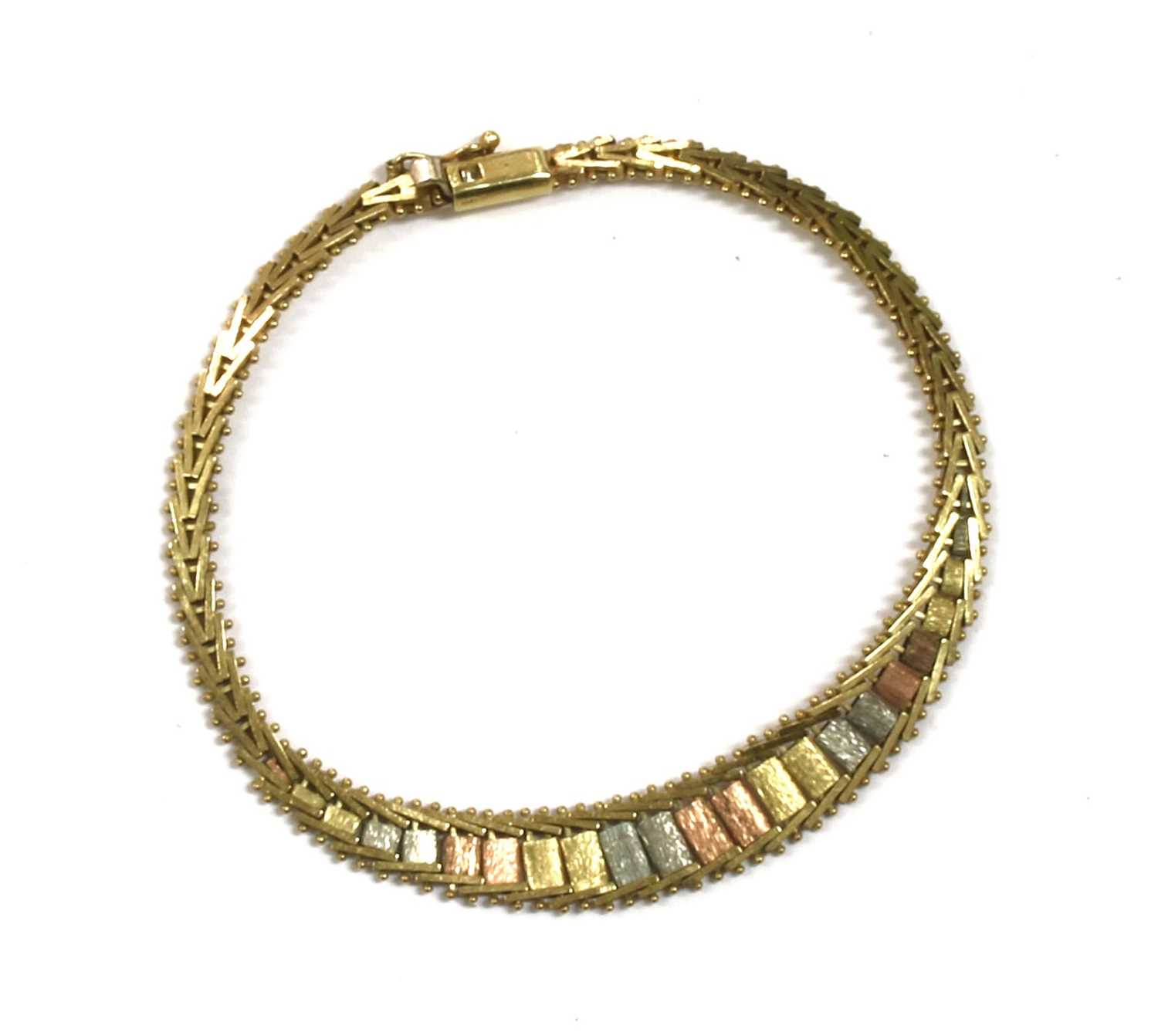 Lot 81 - A 9ct three colour gold bracelet, by Mappin & Webb
