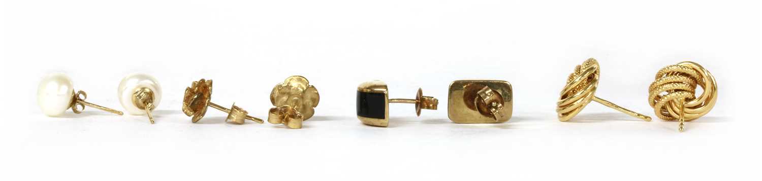 Lot 88 - Four pairs of gold earrings