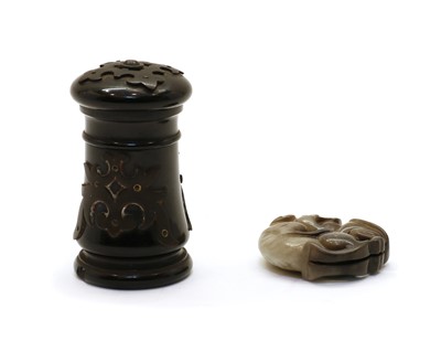 Lot 250 - A 19th Century ebony and brass screw top pot