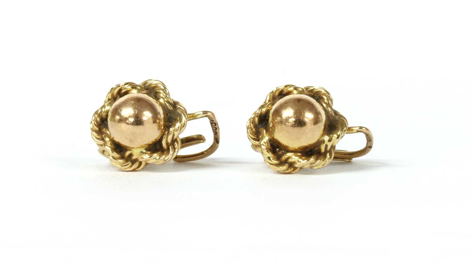 Lot 85 - A pair of Continental gold earrings