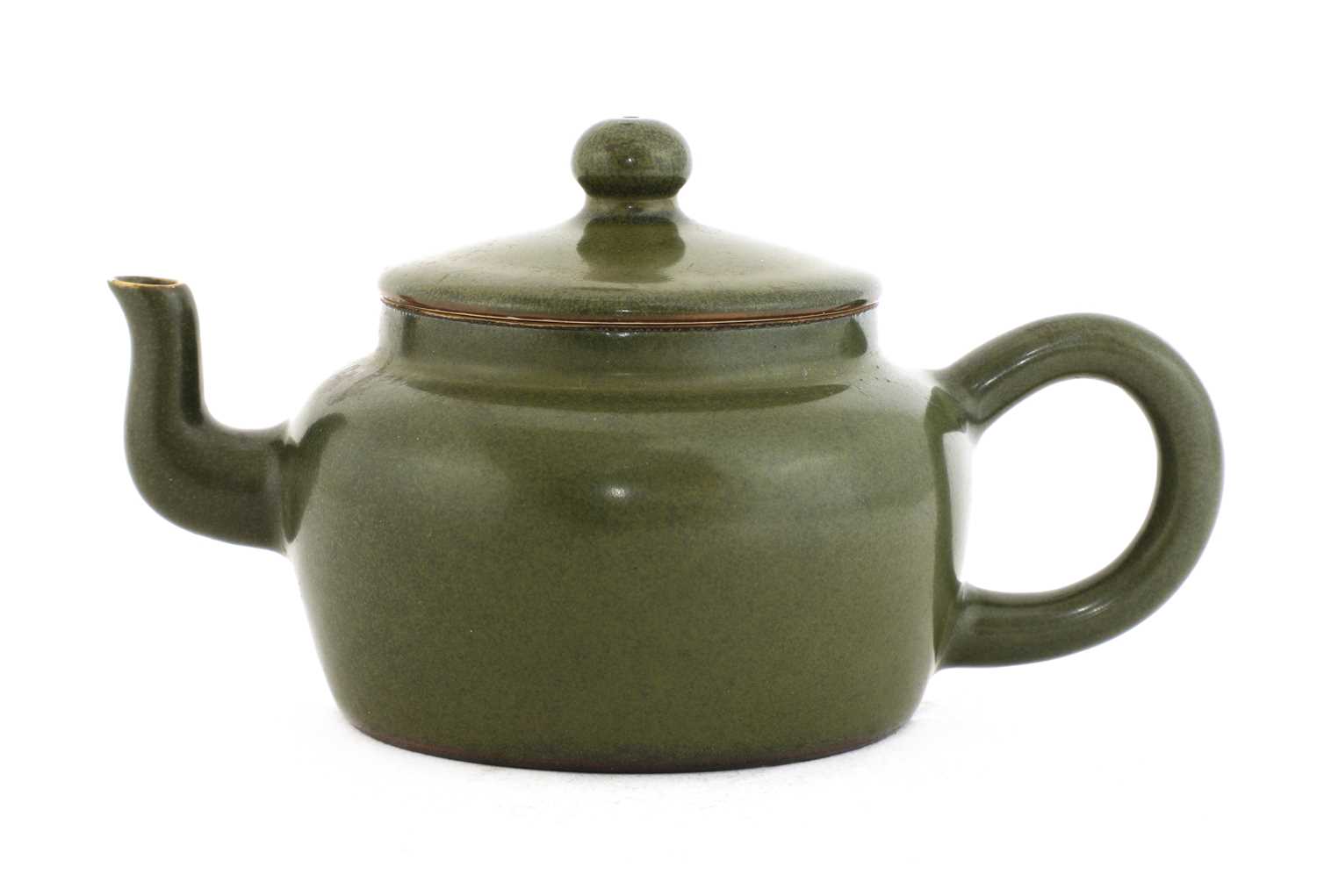 46 - A Chinese teadust-glazed teapot and cover,