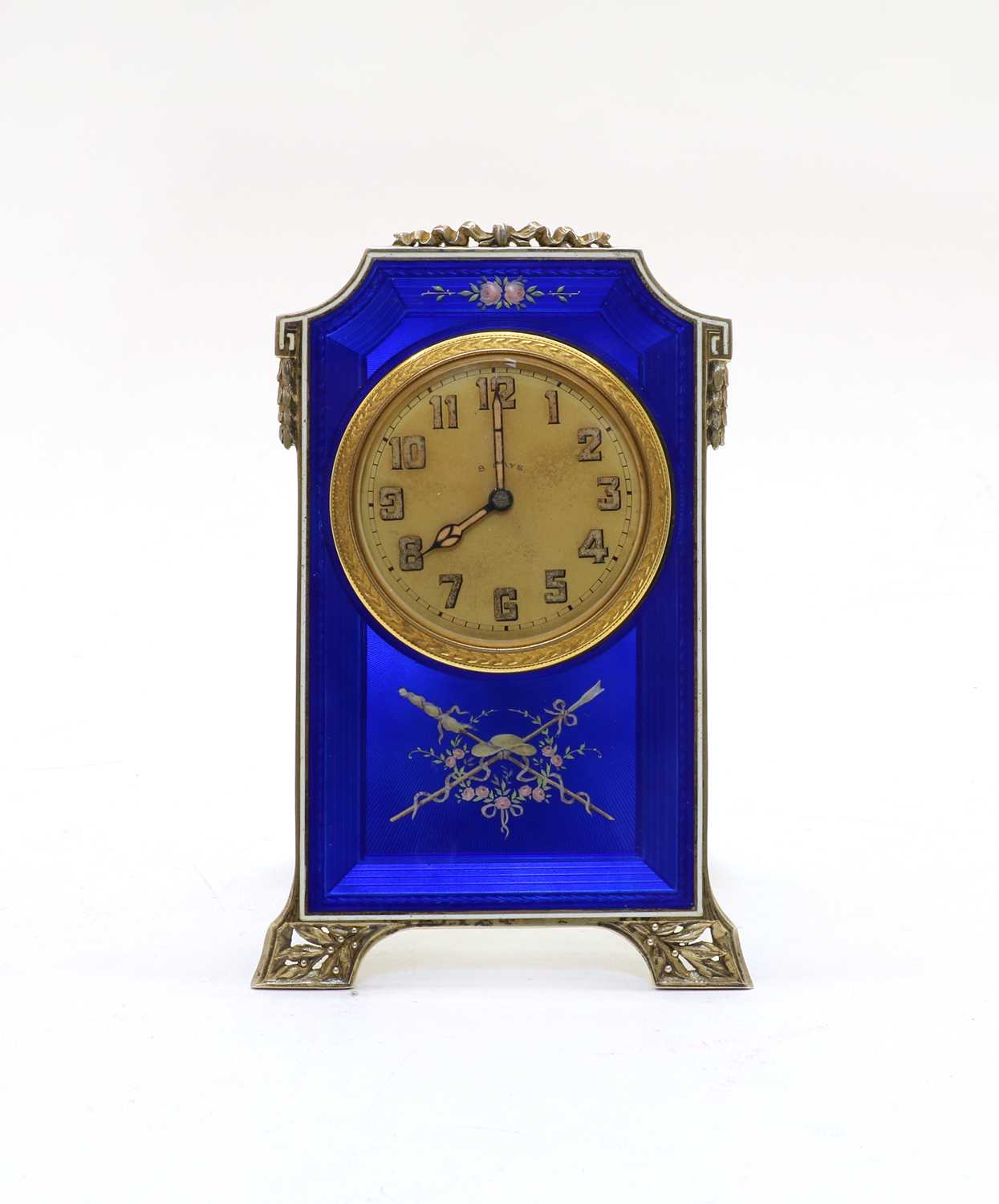 Lot 57 - A Swiss Argent Doré table clock