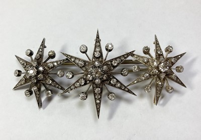 Lot 57 - A Victorian diamond set, five star tiara, c.1870-1880
