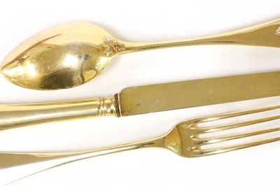 Lot 511 - A cased canteen of French silver gilt dessert cutlery