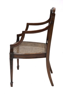 Lot 601 - A set of six mahogany Sheraton Revival dining armchairs
