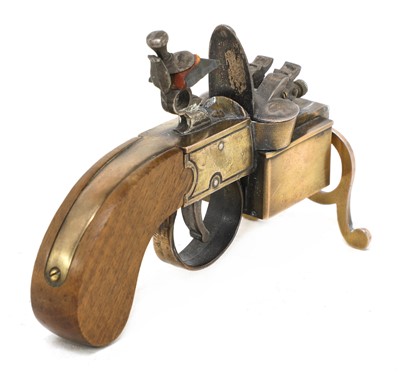 Lot 122 - A Dunhill patent brass framed flintlock 'Tinder pistol' lighter