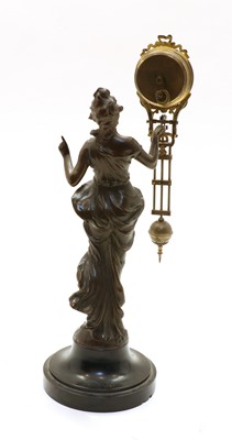Lot 173 - A spelter figural mystery clock