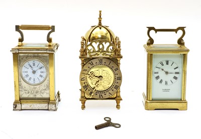 Lot 350 - Three brass carriage clocks