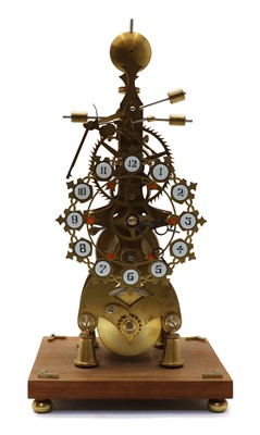 Lot 354 - An unusual brass skeleton clock