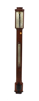 Lot 642 - A mahogany bow fronted stick barometer