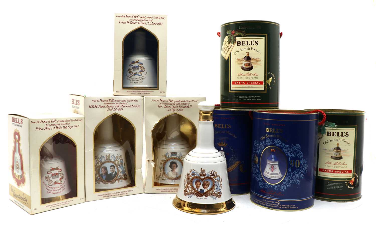 Lot 344 - Bells assorted commemorative whisky decanters of various size