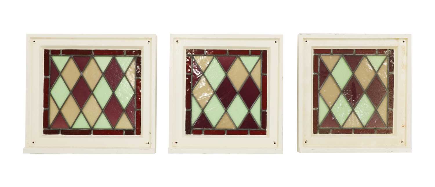 Three leaded stained glass window lights Barnebys