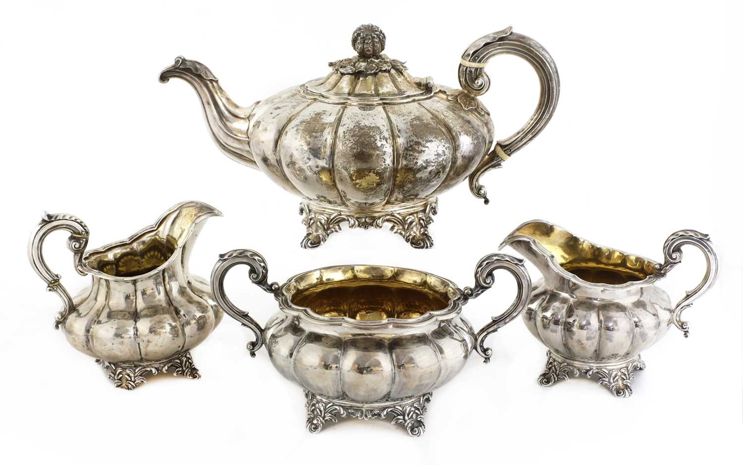 An early Victorian silver four-piece tea set | Barnebys