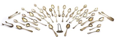 Lot 35 - Silver tea and coffee spoons and tongs