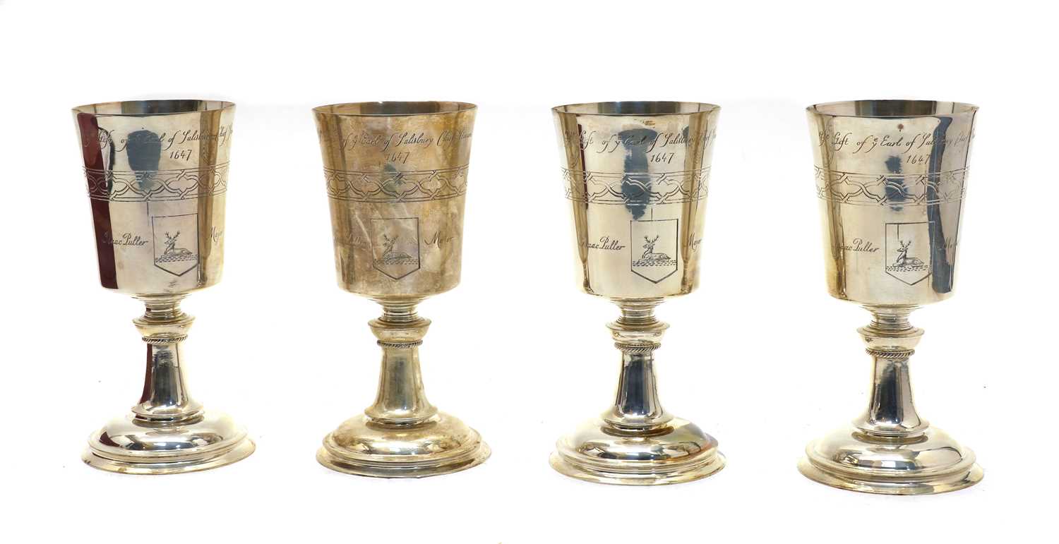 Lot 34 - Four silver limited editions of the 'Hertford Elizabethan Chalice'