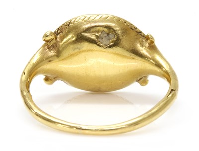 Lot 4 - A gold cornelian intaglio ouroboros ring
