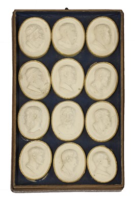 Lot 476 - A set of thirty-six grand tour oval plaster cameo busts