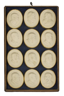 Lot 476 - A set of thirty-six grand tour oval plaster cameo busts