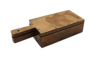 Lot 114 - A rectangular wooden cheese (?) mould