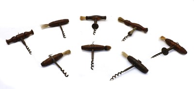 Lot 299 - Eight various 'T' shape corkscrews