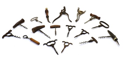 Lot 301 - Fourteen various metal corkscrews