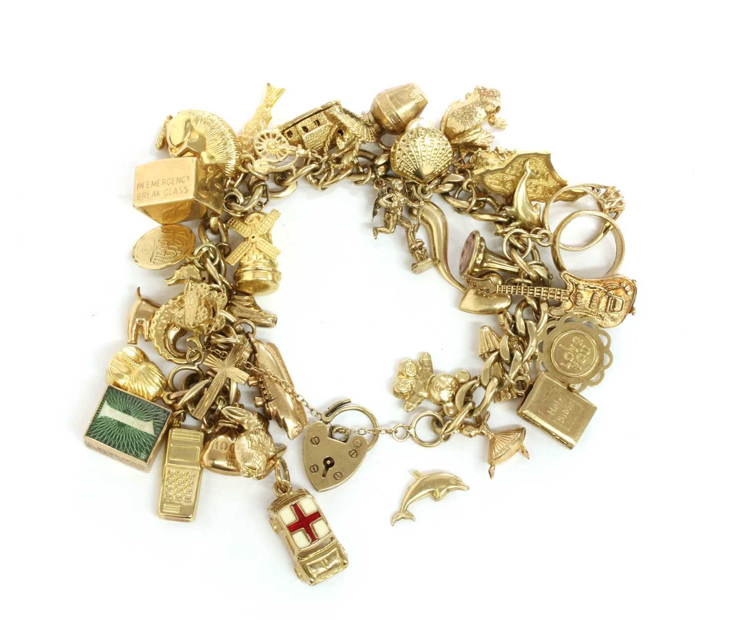 Lot 96 - A gold charm bracelet