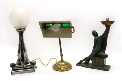 Lot 457 - An Art Deco silvered table lamp