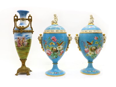 Lot 463 - A pair of late 19th century French porcelain vase and covers