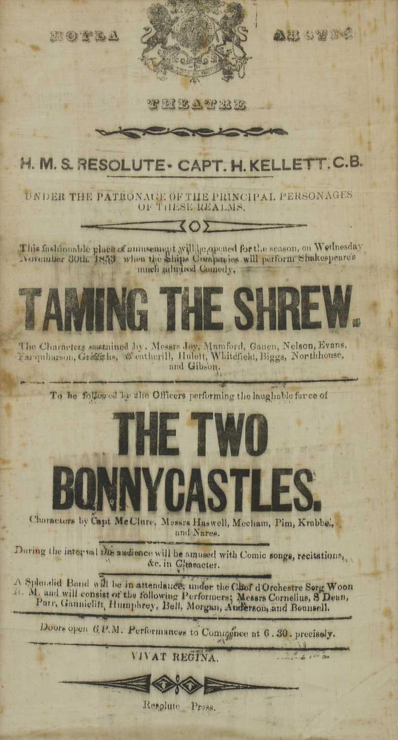Lot 710 - A playbill from HMS Resolute