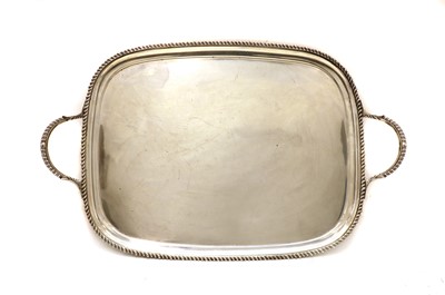 Lot 22 - A twin handled silver serving tray