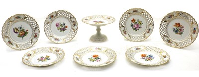 Lot 375 - A collection of late 19th Century Dresden style hand painted plated and tazzas