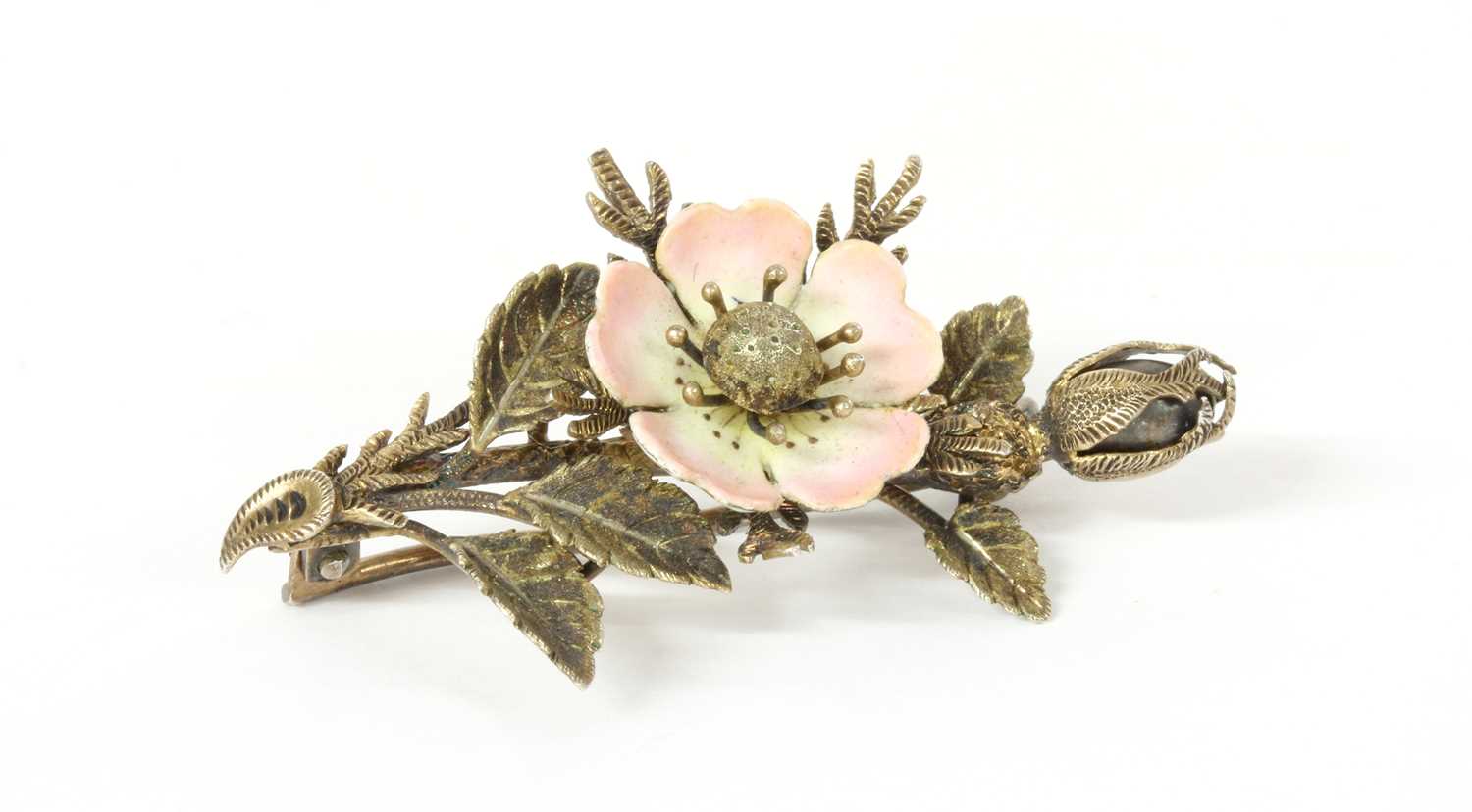 Lot 40 - A Continental Art Nouveau silver gilt enamel flower brooch