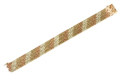 Lot 250 - A 9ct three colour gold five row brick link bracelet, by Wristwear, c.1970
