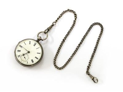 Lot 461 - A sterling silver open-faced key wound pocket watch