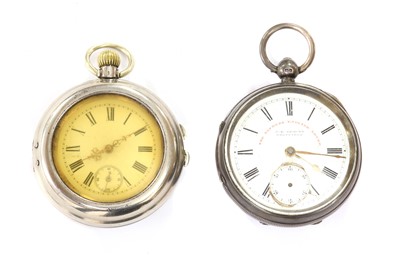 Lot 1501 - A sterling silver open-faced key wound pocket watch