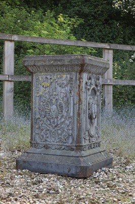 Lot 773 - A large rectangular cast iron plinth