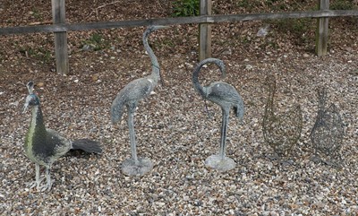 Lot 471 - Various ornamental painted metal garden birds