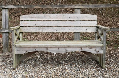 Lot 500 - A pine garden bench, 20th century