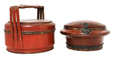 Lot 4 - A Chinese red-lacquered food carrier